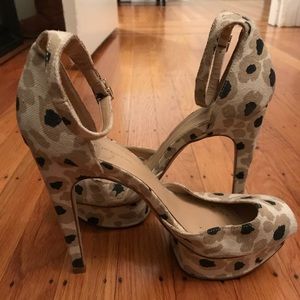 ZARA Floral Peep Toe Ankle Strap Pumps